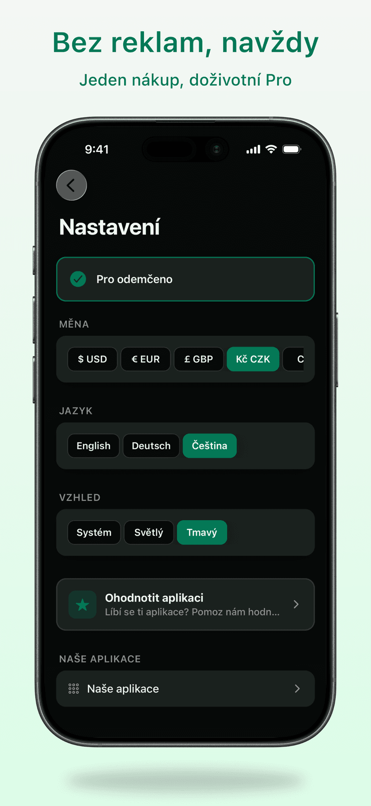 Jednorázový nákup, navždy bez reklam